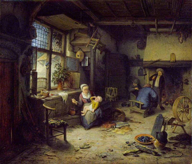 Interno con famiglia paesana